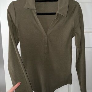 Express Polo Collar Green Bodysuit